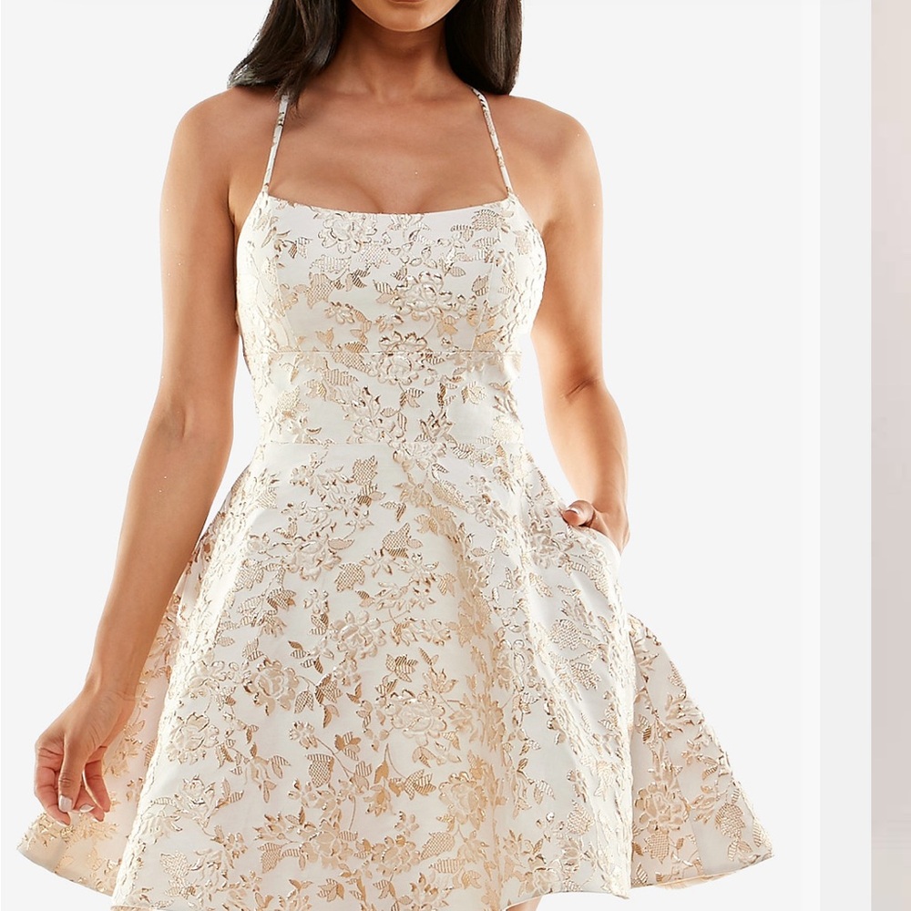 B Darlin Cream Floral Dress
